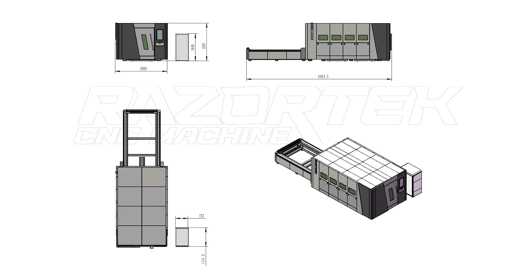 RZ1530FBC Enclosed Design Fiber Laser Cutter With Exchange Table